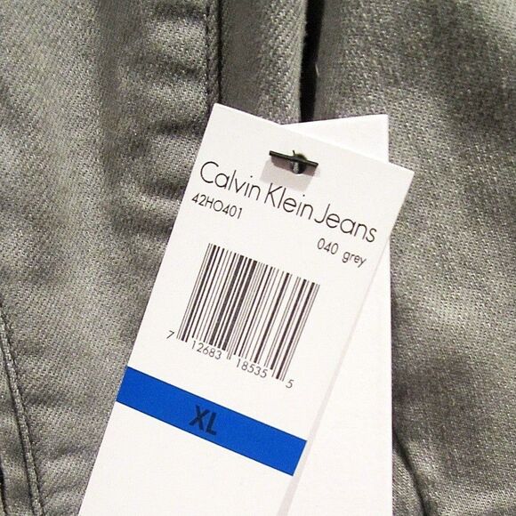 Calvin Klein Jeans NEW Grunge Moto Asymmetrical Zip Crop Denim Jacket L - Picture 5 of 12